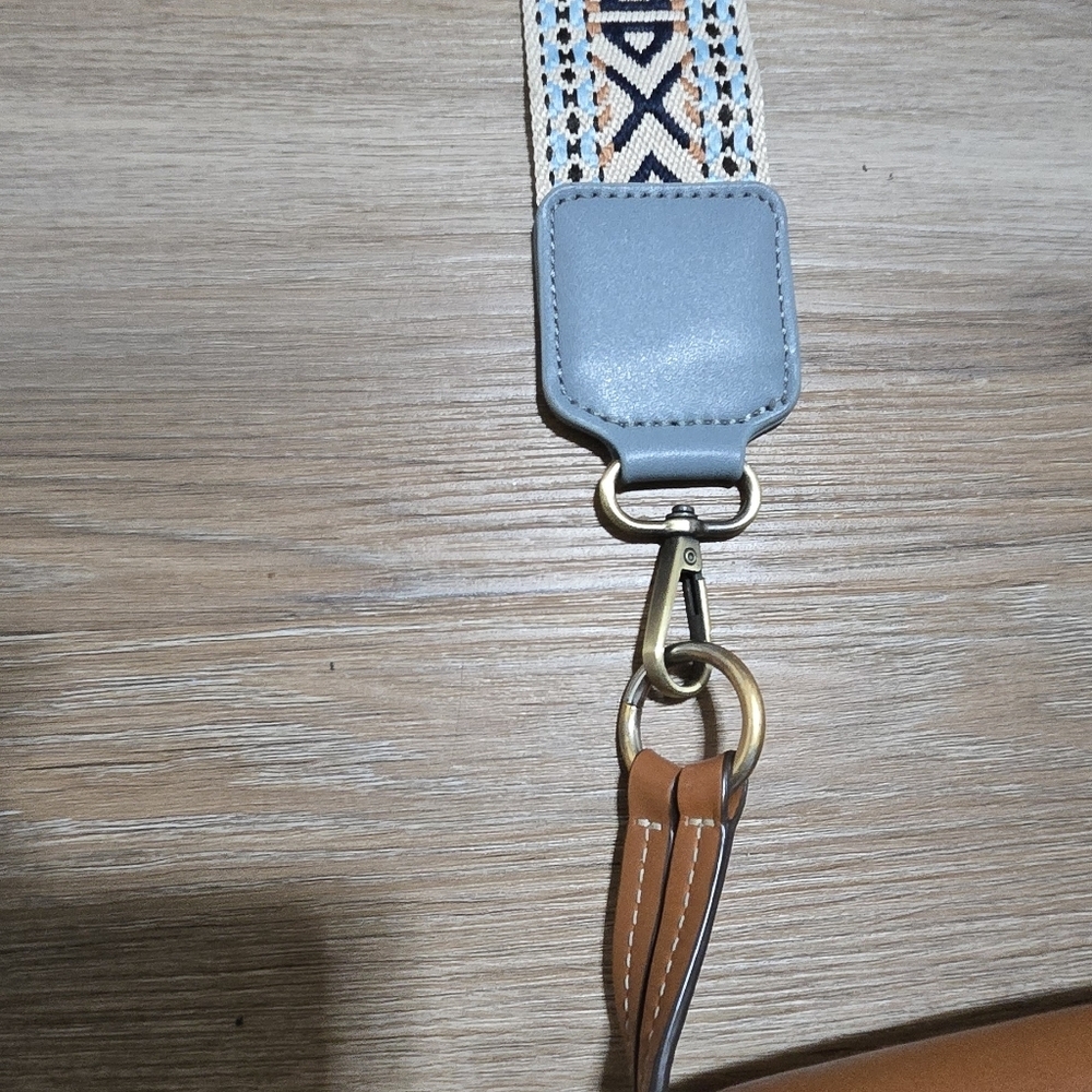 Tory Burch Cuoio Miller Tan Crossbody Bag with Replaced Patterned Strap - Picture 7 of 16